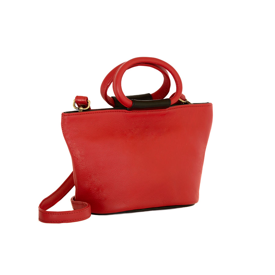 Small Multi-way Handbag- Red with Black Trim