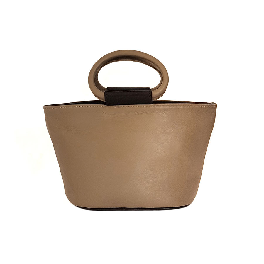Small Multi-way Handbag- Taupe with Black Trim