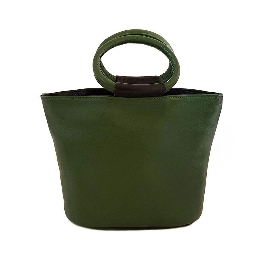 Medium Multi-way Handbag- Green with Black Trim